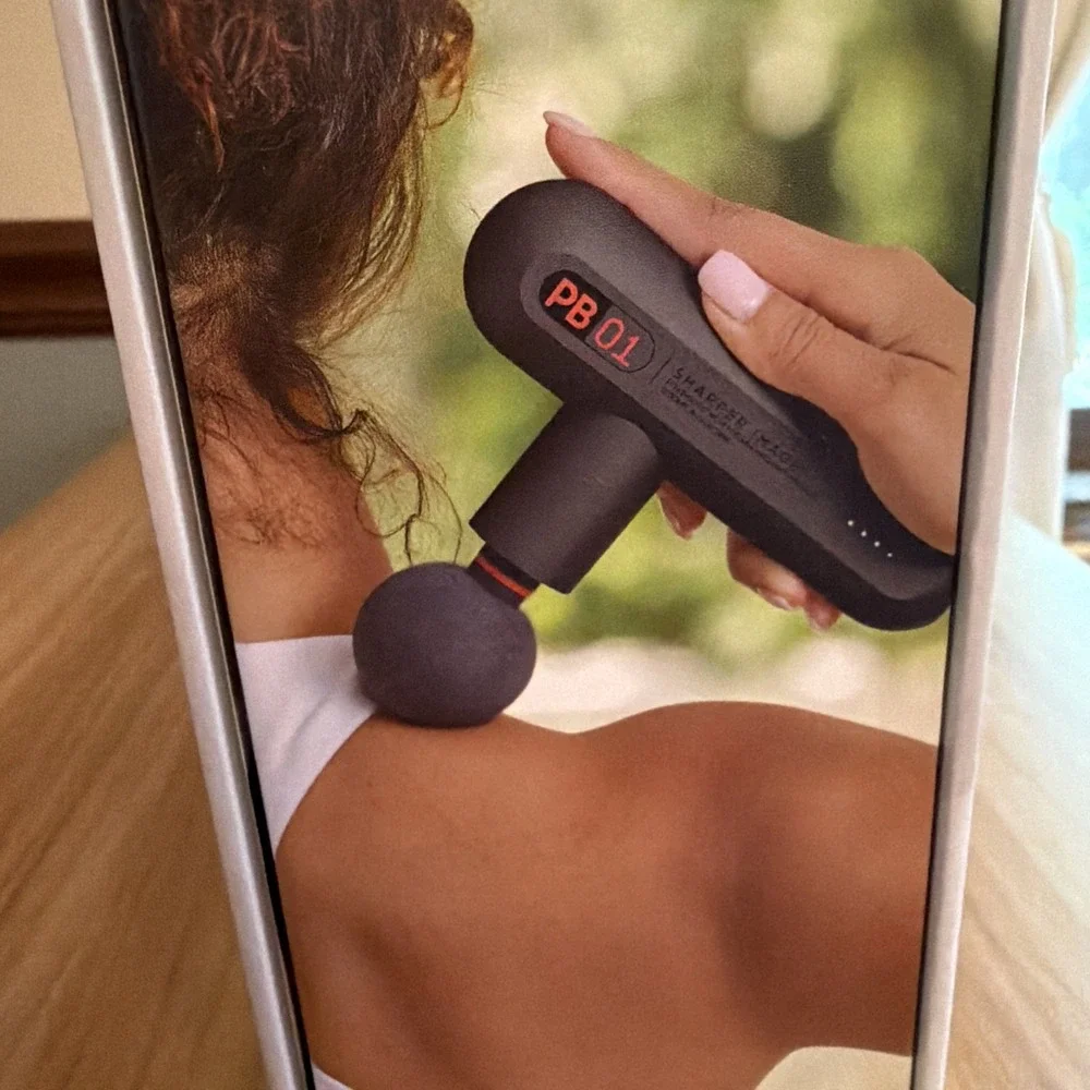 Sharper Image Powerboost Move Massage Gun 4 Speeds 4 Heads Cordless 1014502